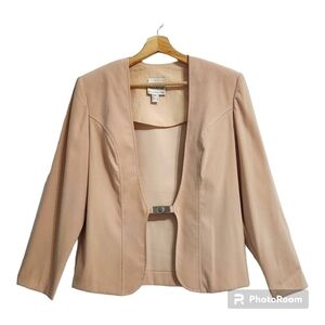 Vintage Joseph Ribkoff Padded Shoulder Beige Blazer Jacket